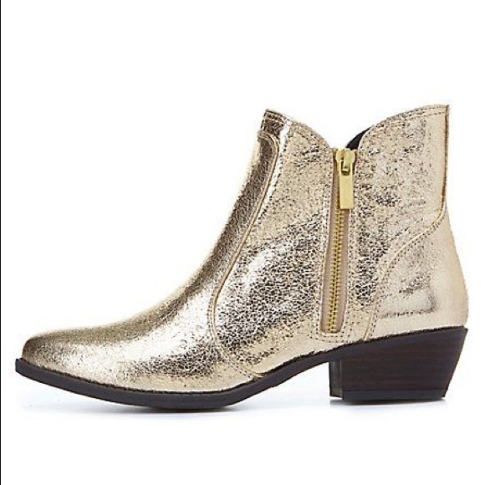 Metallic gold booties